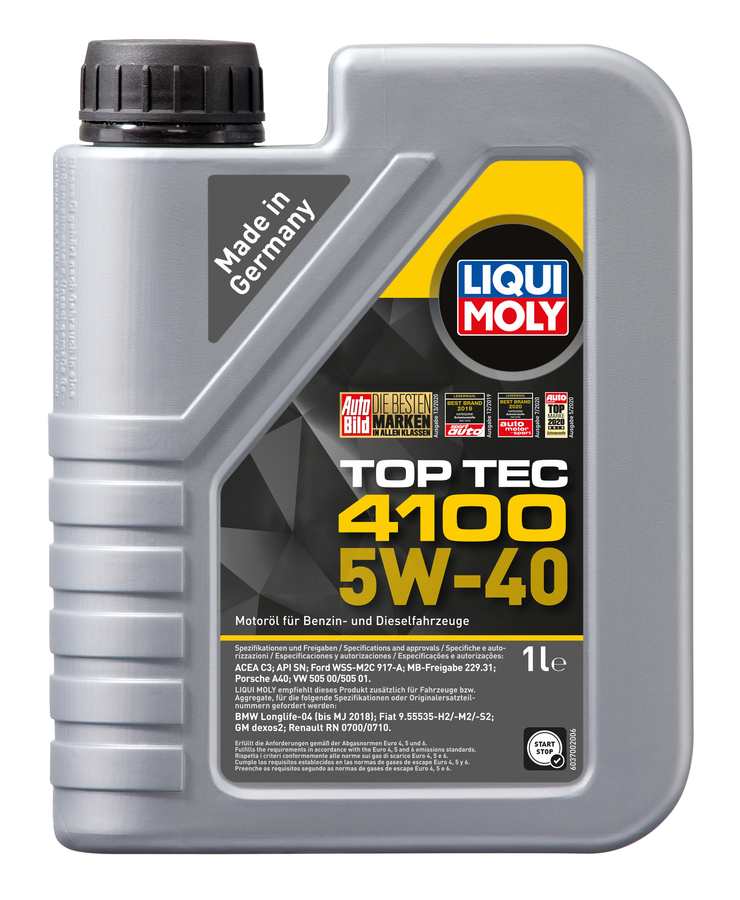 7500 LIQUI MOLY НС-синтетическое моторное масло Top Tec 4100 5W-40 1л
